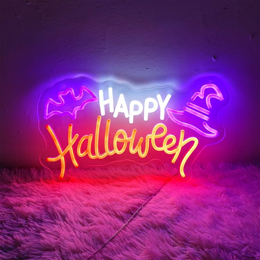ハロウィン ネオンライト　Halloween　LEDネオン　オーダーメイド Happy Halloween Neon Signs for Wall Decor,19.7 * 12 inches